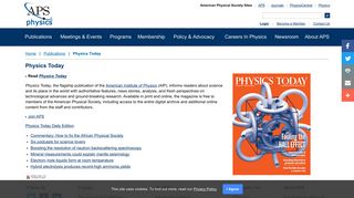 Physics Today - American Physical Society