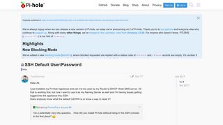 SSH Default User/Password - Help - Pi-hole Userspace