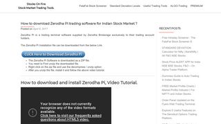 How to download Zerodha Pi trading software for Indian Stock Market ?