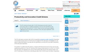 Productivity and Innovation Credit Scheme - IRAS