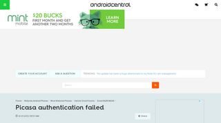 Picasa authentication failed - Android Forums at AndroidCentral.com