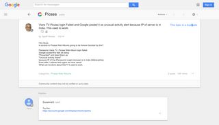 Viera TV Picasa login Failed and Google posted it as unusual ...