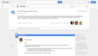 Error 500 Picasa web album access - Google Product Forums