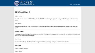 Testimonials - Pickett Property Management rentals and property ...