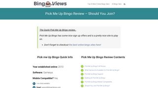 Pick Me Up Bingo Review - Should You Join? Read The Reviews..