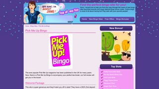 Pick Me Up Bingo Review - Deposit £10 & Play with £35! - Jackpot Jane