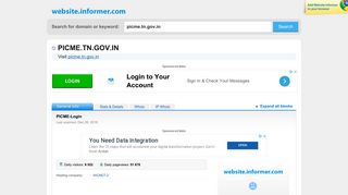 picme.tn.gov.in at WI. PICME-Login - Website Informer
