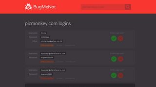 picmonkey.com passwords - BugMeNot