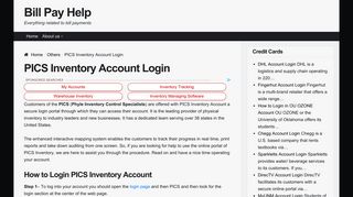 PICS Inventory Account Login - Bill Pay Help
