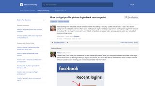 How do i get profile picture login back on computer | Facebook Help ...
