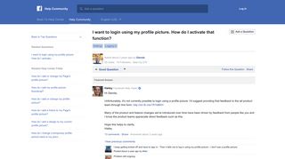 I want to login using my profile picture. How do I activate ... - Facebook