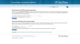 Account Lookup - University of California San Diego