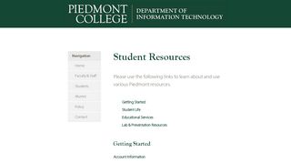 Student Resources - Piedmont College