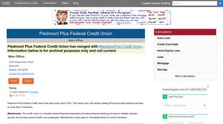 Piedmont Plus Federal Credit Union (Closed) - Credit Unions Online