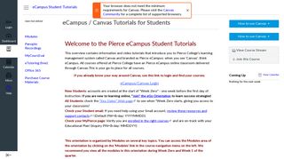 eCampus / Canvas Tutorials for Students