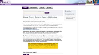 Pierce County Superior Court LINX System - Courts