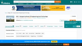 PIET - Panipat Institute Of Engineering And Technology - Courses ...