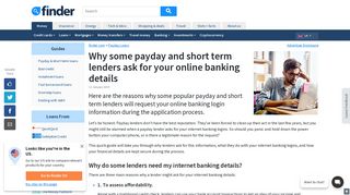 Why do payday lenders need my internet banking details? | finder UK
