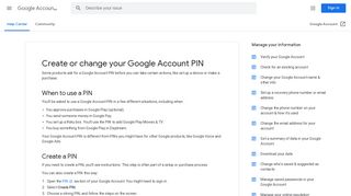 Create or change your Google Account PIN - Google Account Help