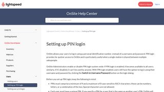 Setting up PIN login – Lightspeed OnSite