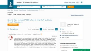 PineCone Research Panel | Complaints | Better Business Bureau ...