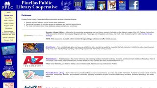Pinellas Public Library Cooperative — Databases