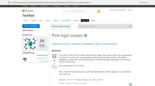 Pink login screen - Microsoft