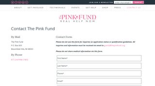Contact The Pink Fund - Help for Breast Cancer Patients