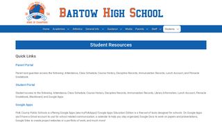 Student Resources – Bartow High School