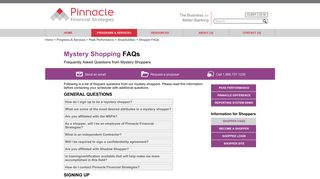 Mystery Shopping FAQs - Pinnacle Financial Strategies