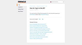 How do I log in to the API? : Help - Solutions - Pinnacle