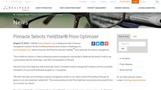 Pinnacle Selects YieldStar® Price Optimizer | RealPage News
