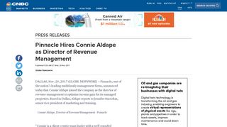 Pinnacle Hires Connie Aldape as Director of Revenue ... - CNBC.com