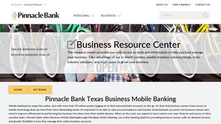 Pinnacle Bank Texas Business Mobile Banking | My Bank | Texas ...