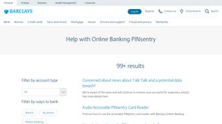 Help with Online Banking PINsentry - PINsentry | Barclays