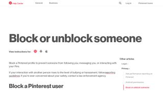 Block or unblock someone | Pinterest help