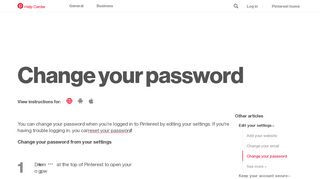 Change your password | Pinterest help