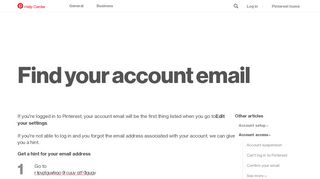 Find your account email | Pinterest help