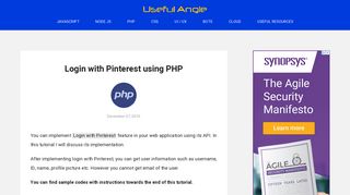Login with Pinterest using PHP - UsefulAngle.com