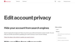 Edit account privacy | Pinterest help