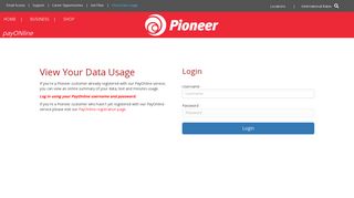 Pioneer - Login for data usage – Pioneer Telephone Cooperative, Inc.