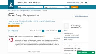 Pioneer Energy Management, Inc | Complaints | Better Business ...