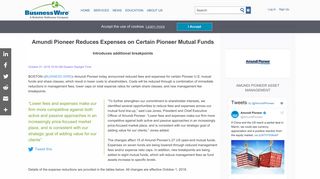 Amundi Pioneer Reduces Expenses on Certain Pioneer Mutual Funds ...