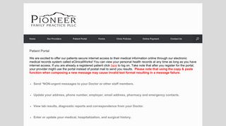 Patient Portal – Pioneer Family Practice