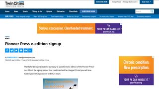 Pioneer Press e-edition signup – Twin Cities