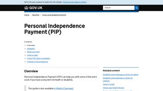 Personal Independence Payment (PIP) - GOV.UK
