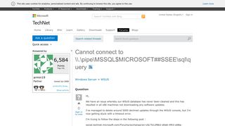 none Cannot connect to \.pipeMSSQL$MICROSOFT##SSEEsqlquery