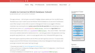 Unable to Connect to WSUS Database: Solved! - Adam, The Automator