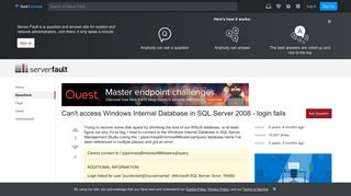 wsus - Can't access Windows Internal Database in SQL Server 2008 ...