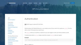 API: Authentication | PipelineDeals